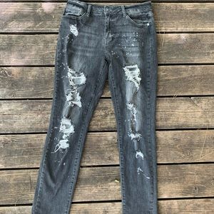 Judy Blue grey bleach splatter boyfriend jean
